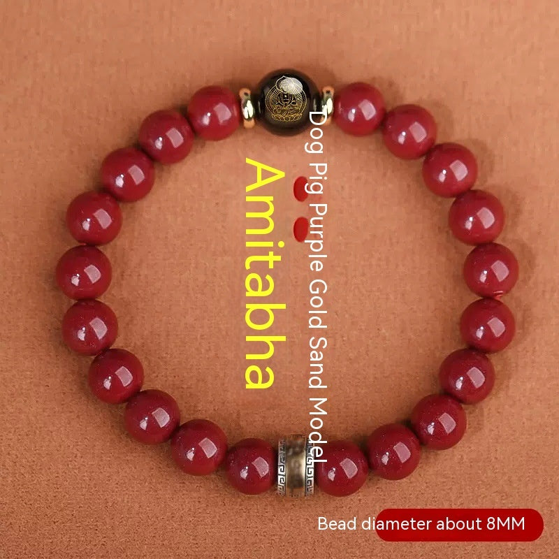 Cinnabar Bracelet Men's Purple Gold Sand Benming Buddha Bracelet