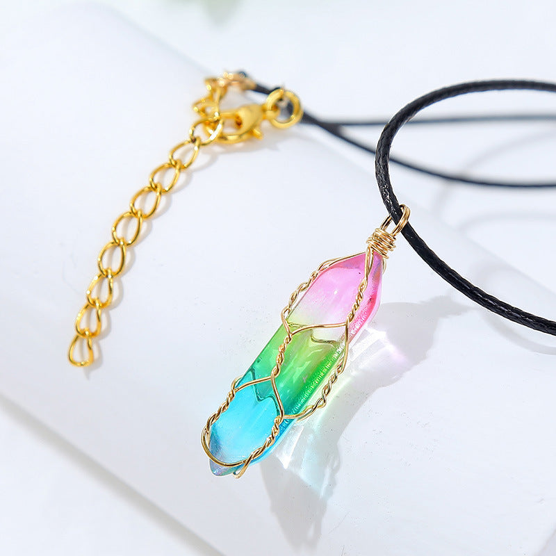 Transparent Geometric Diamond Crystal Necklace