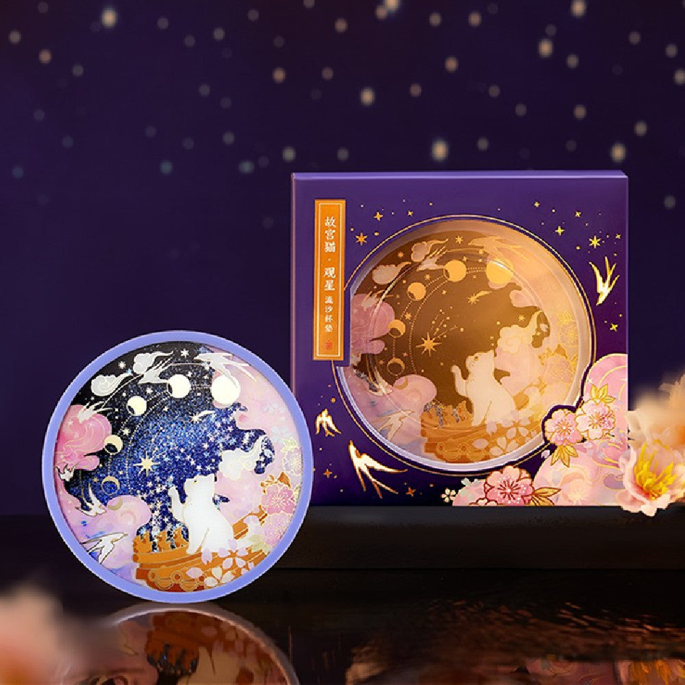 Wenchuang Cat Stargazing Quicksand Silicon Coaster Wärmeisolierungspad Nicht-Rutsch