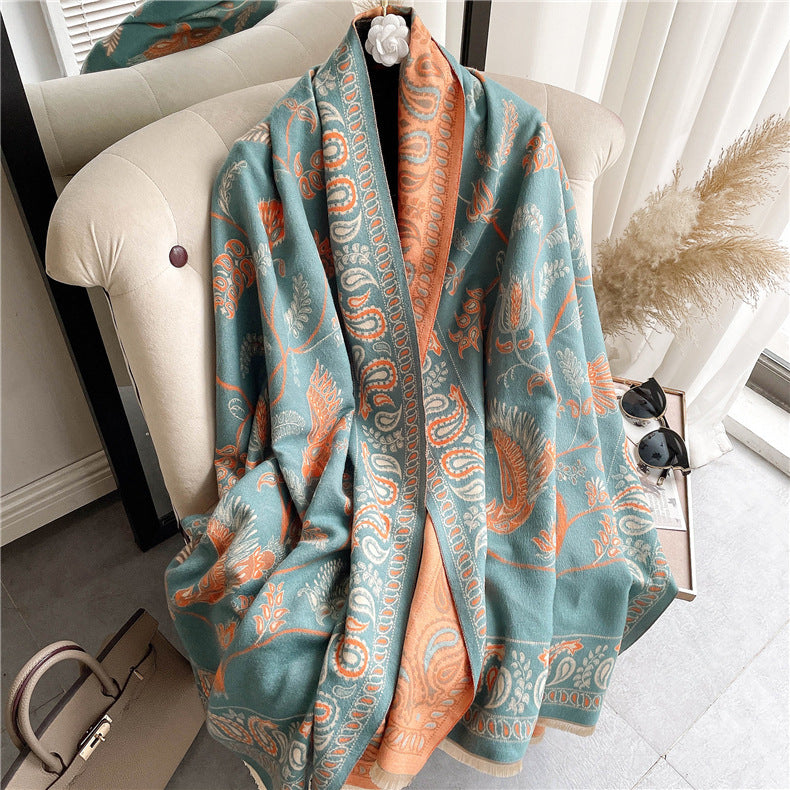 Retro Ethnic Style Blue Bird Scarf For Women