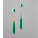 Sterling Silver Chinese Vintage Green Earrings