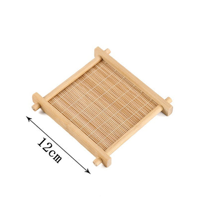 Bamboo Square Well-shaped Coaster Tea Pot Base Pastry Small Tray