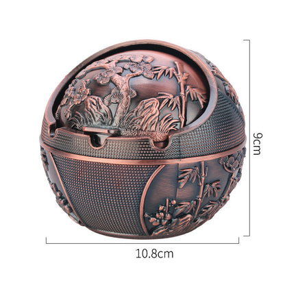 Creative Zinc Alloy Spherical Ashtray With Lid