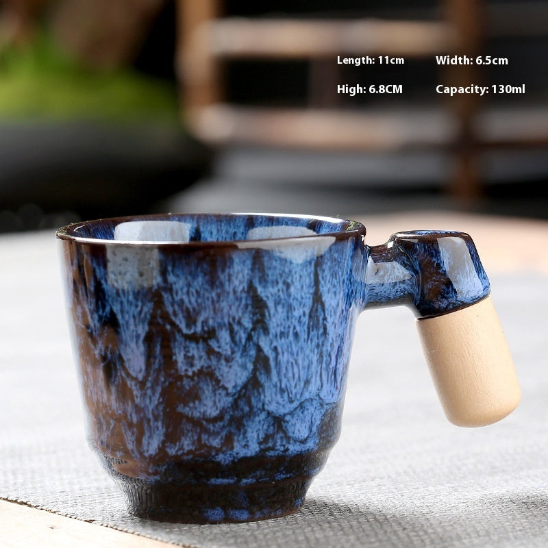 Kiln-changed Ceramic Cup Wooden Handle Teacup Small Coffee Cup-22