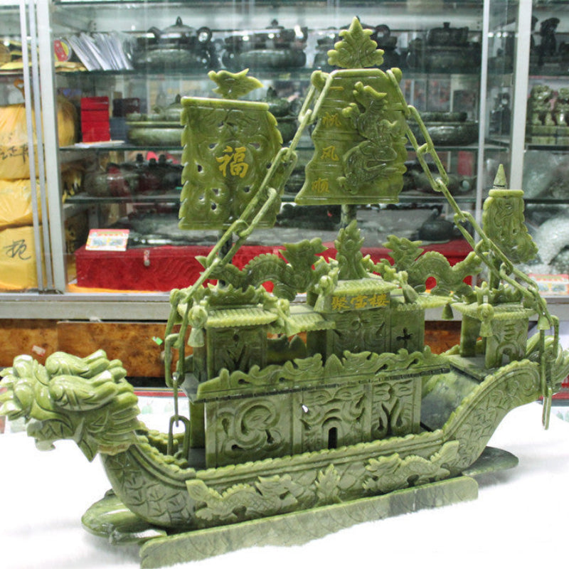 Treasure Jade Carving Jade South Jade Dragon Boat Ornaments Household Ornaments Business Gift