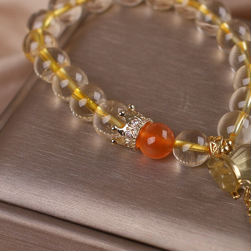 Chinese Style Light Luxury Purse Pendant Citrine Bracelet-5