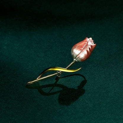 Unisex High-end Versatile Enameled Romantic Tulip Brooch