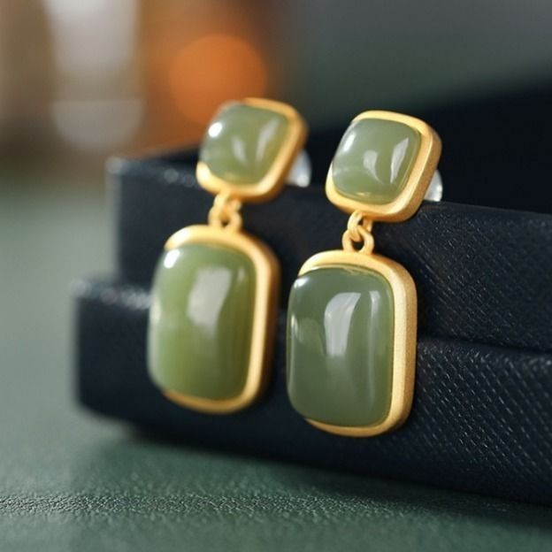 Jade Sapphire Earrings Bafeng Wild Personality Earrings Female Earrings