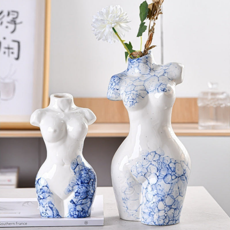 Ceramic Vase Decoration Art Body Small Blue And White Texture Homestay