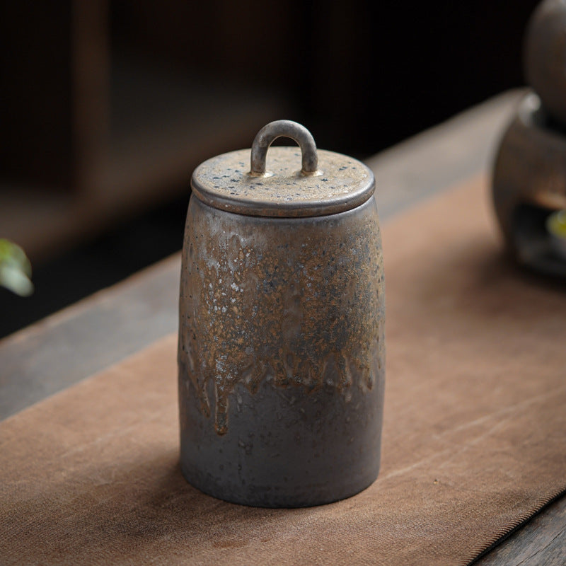 Taobei Gilt Black Pottery Tea Storage Jar Tea Caddy