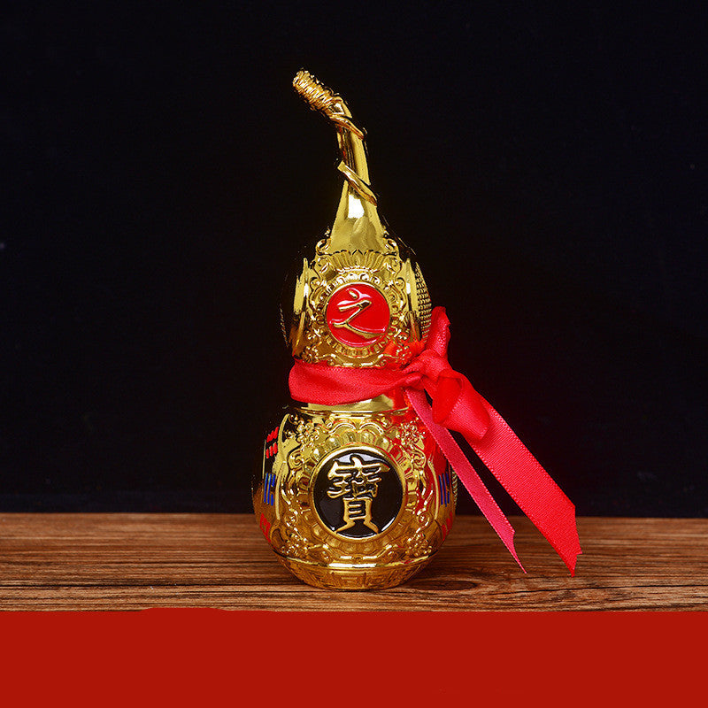 Erleuchtete Kupferkürbis -Ornamente mit Bagua Town House Legierung bemalt Feng Shui