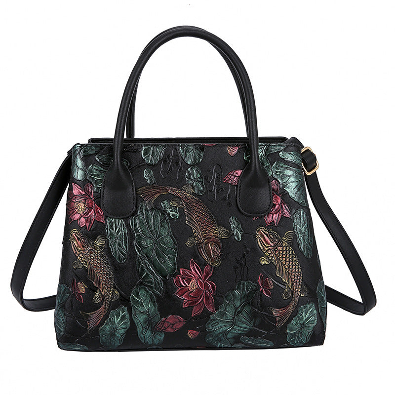 Chinese style painted embossed retro bag