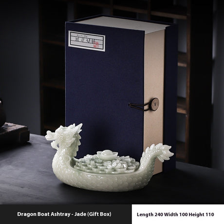Chinesische kreative Drachenboot -Aschenbecher mit Deckel verhindern Flugasche