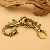 Twelve Zodiac Signs Vintage Brass Dragon Head Keychain-3