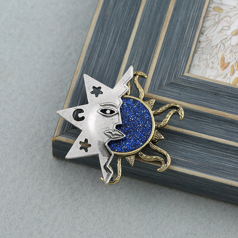 Starry sky sun stars brooch