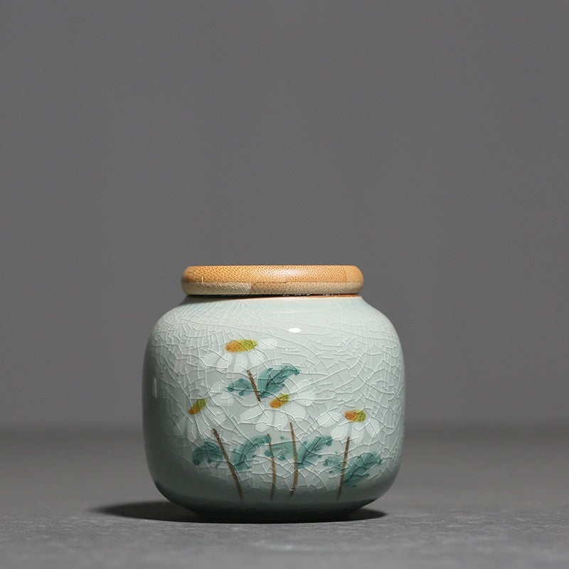 Crackle Glaze Hand-painted Loquat Tea Caddy Sealed Cans