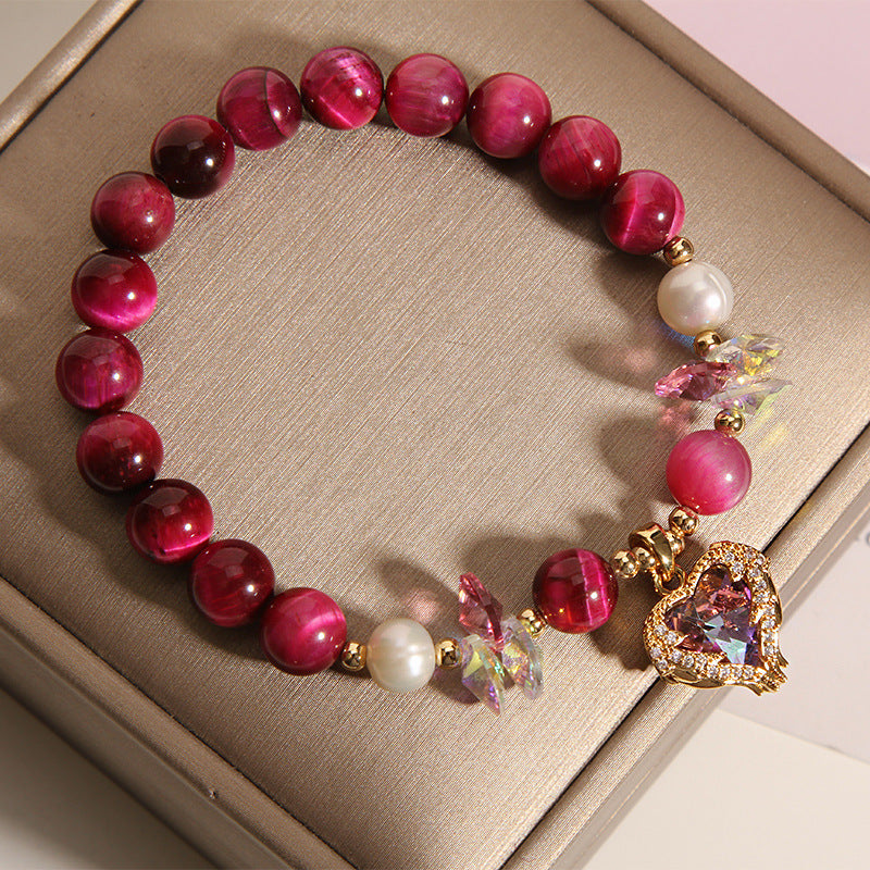 Rose Red Tigereye Crystal Bracelet