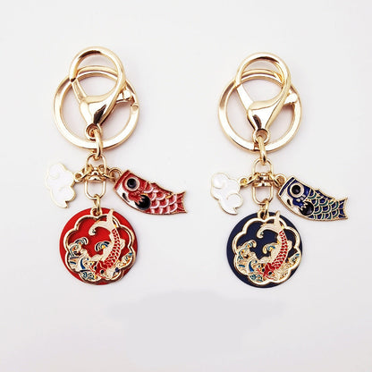 Chinese Style Good Luck Koi Fairy Deer Cloud Keychain-1