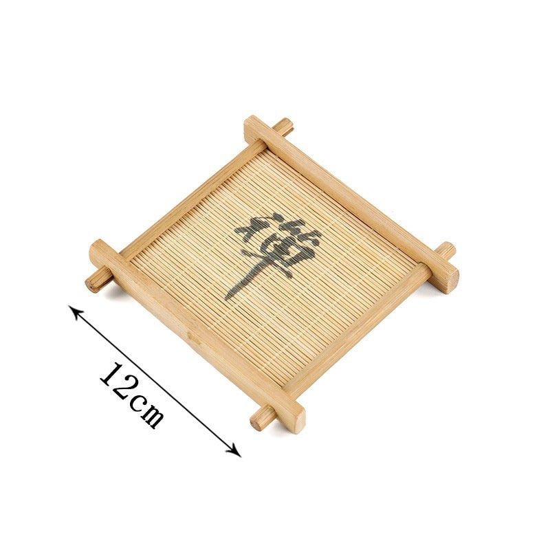 Bamboo Square Well-shaped Coaster Tea Pot Base Pastry Small Tray