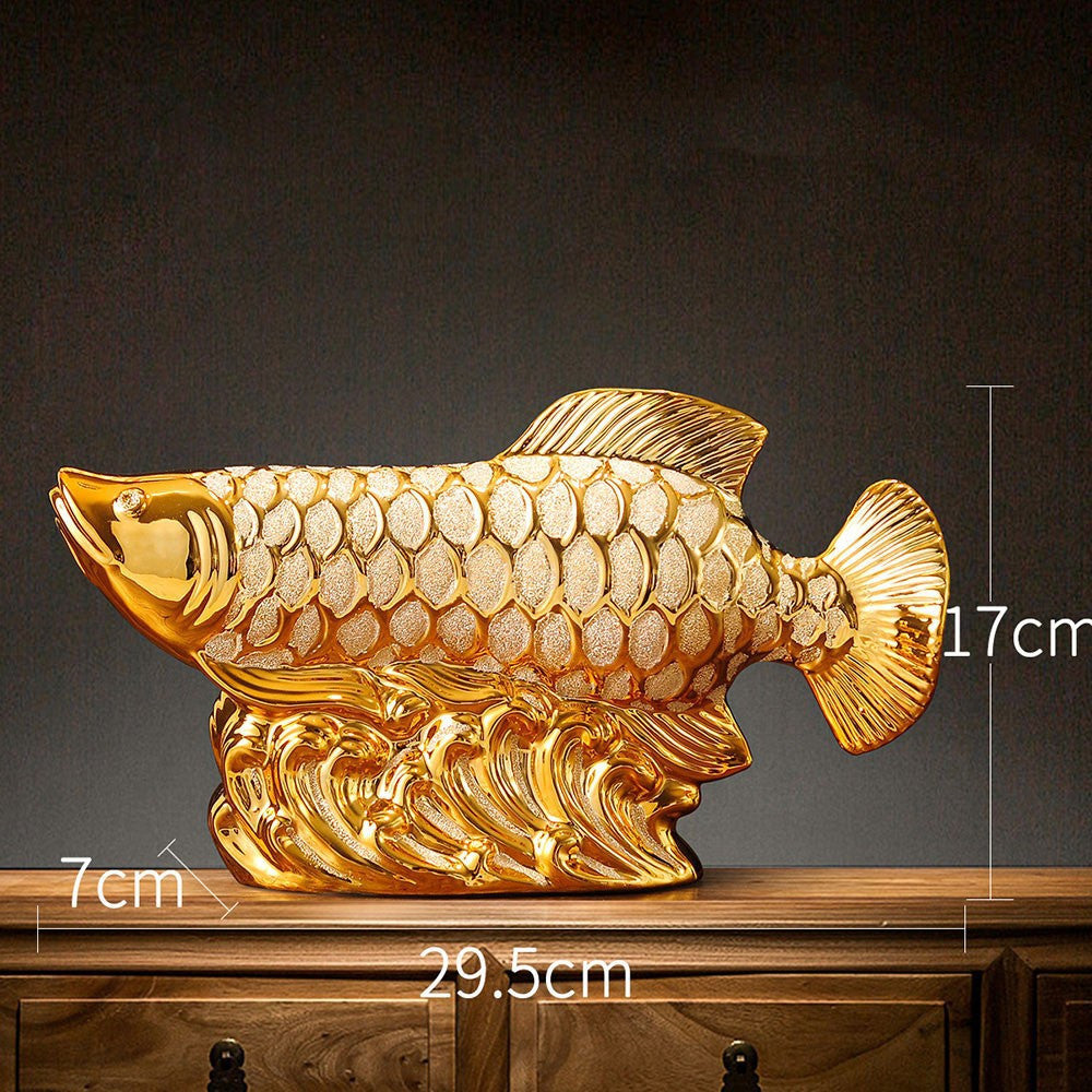 Chinese Arowana Ceramic Ornaments Entrance Wine Cabinet Decorations