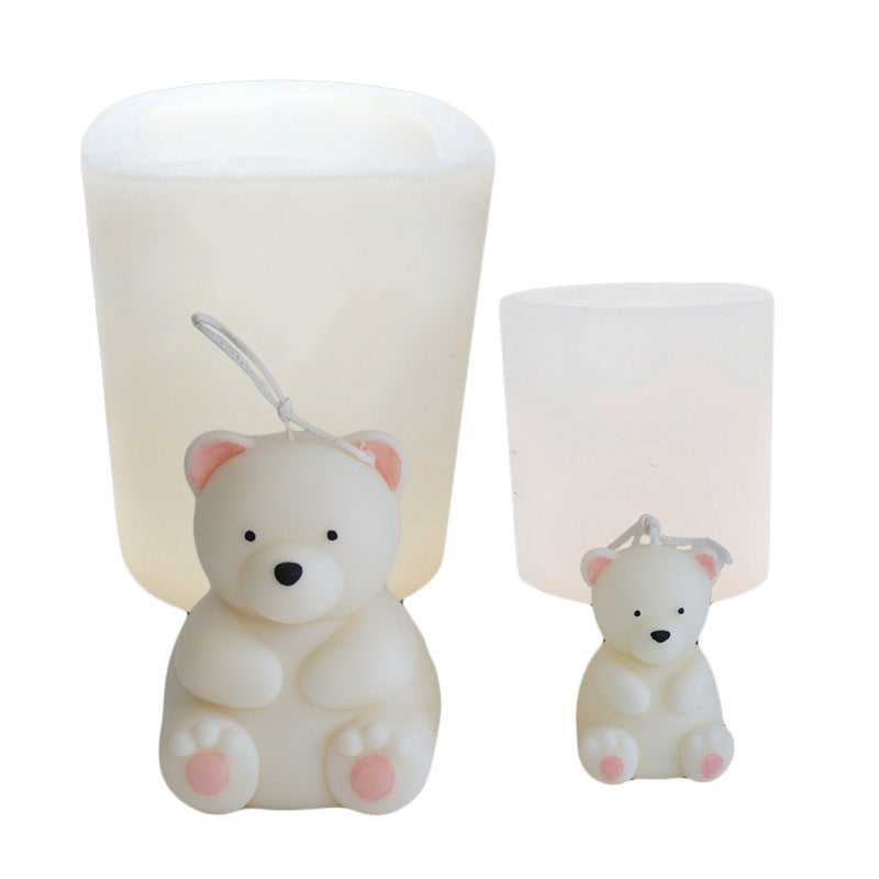 Cute 3D Bear Scented Candle Mold Incense Making Tools-2