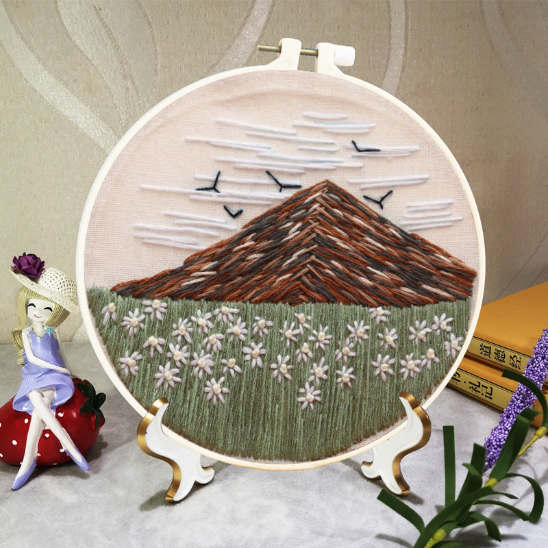 Landscape Embroidery DIY Beginner Embroidery Material Kit-5