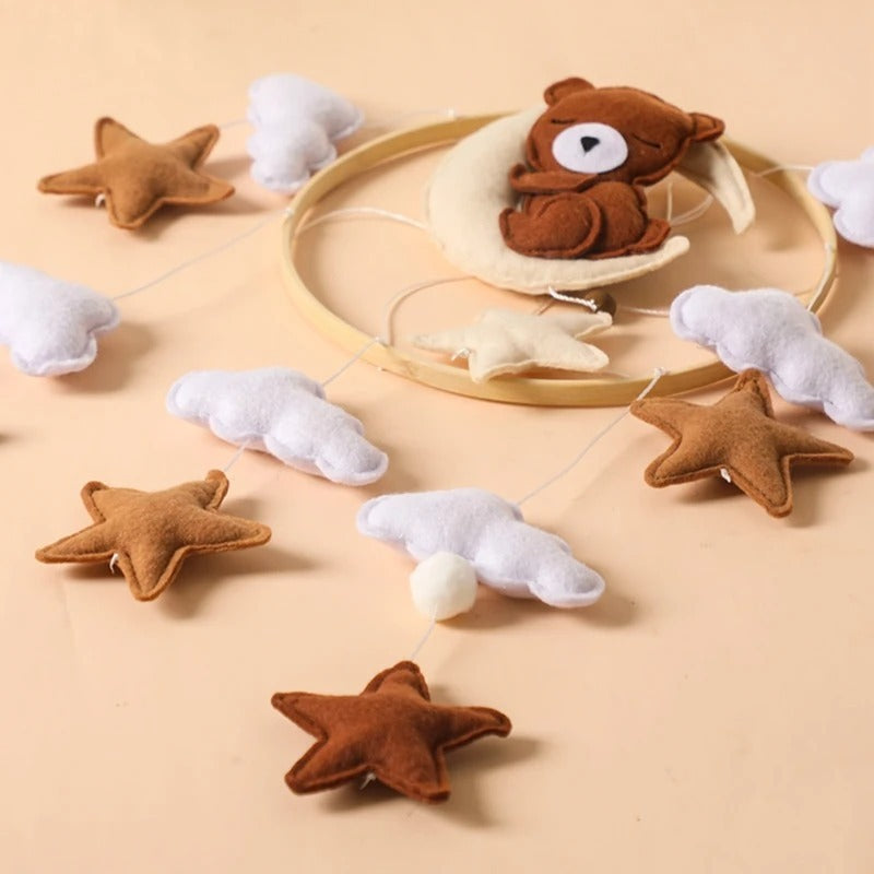Felt Brown Bear Elephant Bed Bell Nordic Style Crib Soothing Decorative Pendant