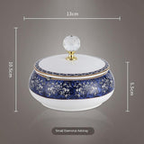 Office Home Living Room Coffee Table Blue And White Porcelain Vintage Ceramic Ashtray With Lid