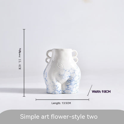 Ceramic Vase Decoration Art Body Small Blue And White Texture Homestay