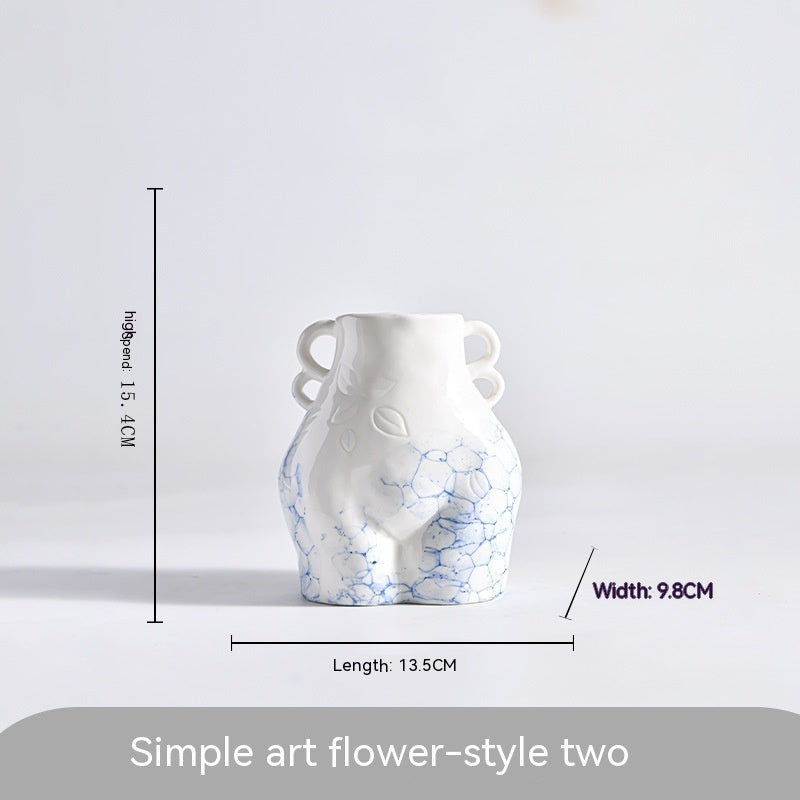 Ceramic Vase Decoration Art Body Small Blue And White Texture Homestay