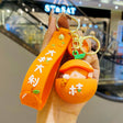 Creative Big Orange Cute Aauspicious Cat Keychain-3