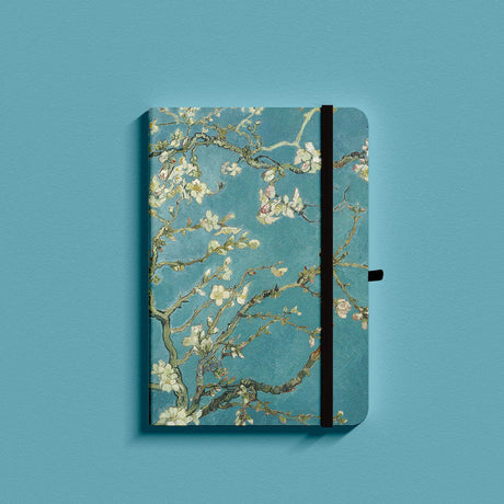 Green Apricot Blossom Leather Hard Strap Dotted Pages Pocket Notepad-2