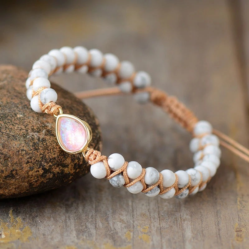 Double-layer Agate And Rhododendron Bracelet With Edging Double Hanging Adjustable Bracelet