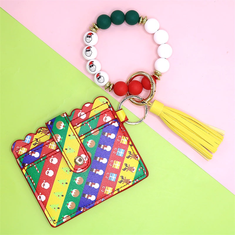 Christmas Card Holder Silicone Wrist Bracelet Keychain-5