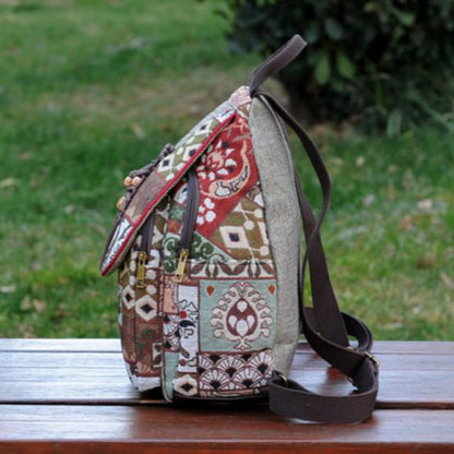 Ethnic style hand-woven backpack