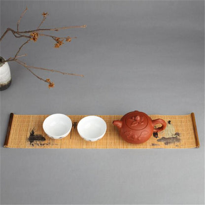 Natural Print Bamboo Tea Mat Insulation Pad