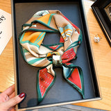 Silk-like Horse Printing Fashion Scarf Warm Decoration Small Scarf Double-sided Scarf Hair Band For Women