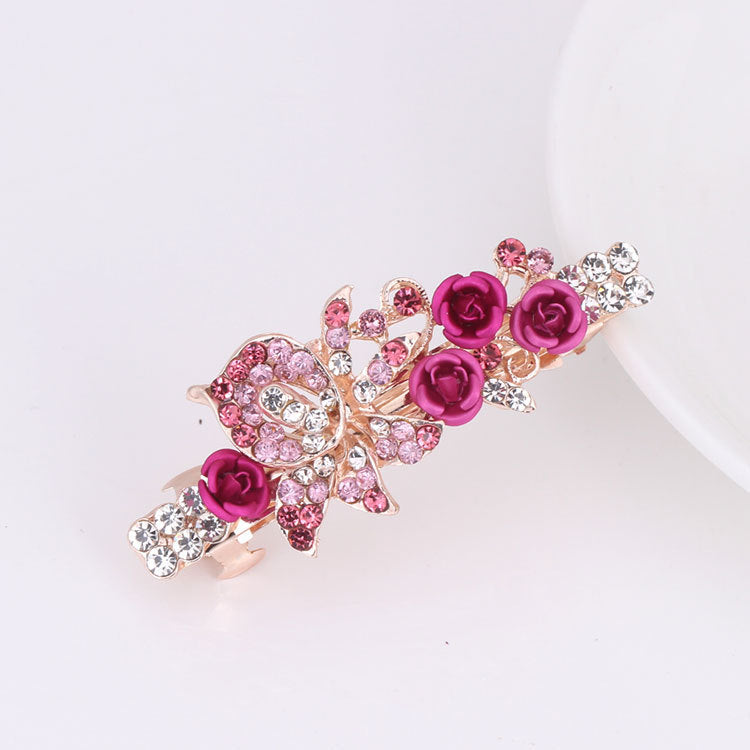 Women's Hair Accessories Rose Flower Rhinestone Hair Cards-9