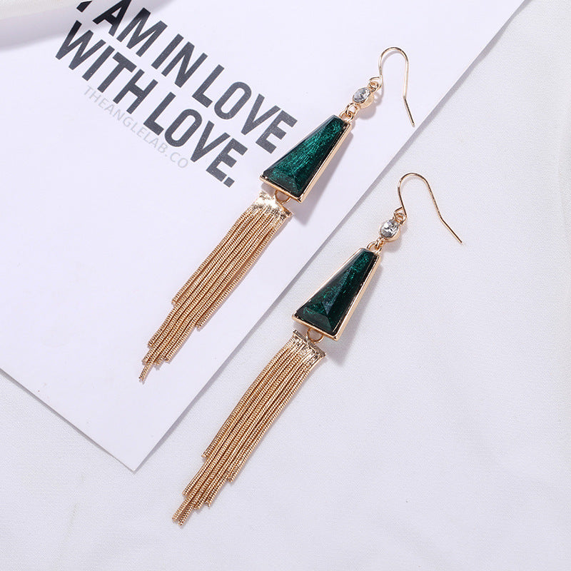 Vintage earrings with geometric tassel earrings