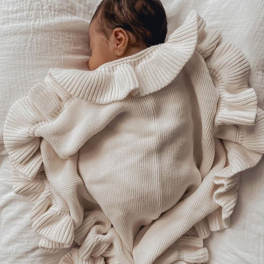 Knitted Baby Blankets Newborn Swaddle Wrap Ruffle