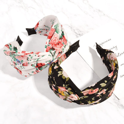 Floral Headband Summer Hairpin Wide Edge Cross Knotted Girl Mori