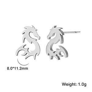 Mini Chinese Dragon Earrings Women's Titanium Steel