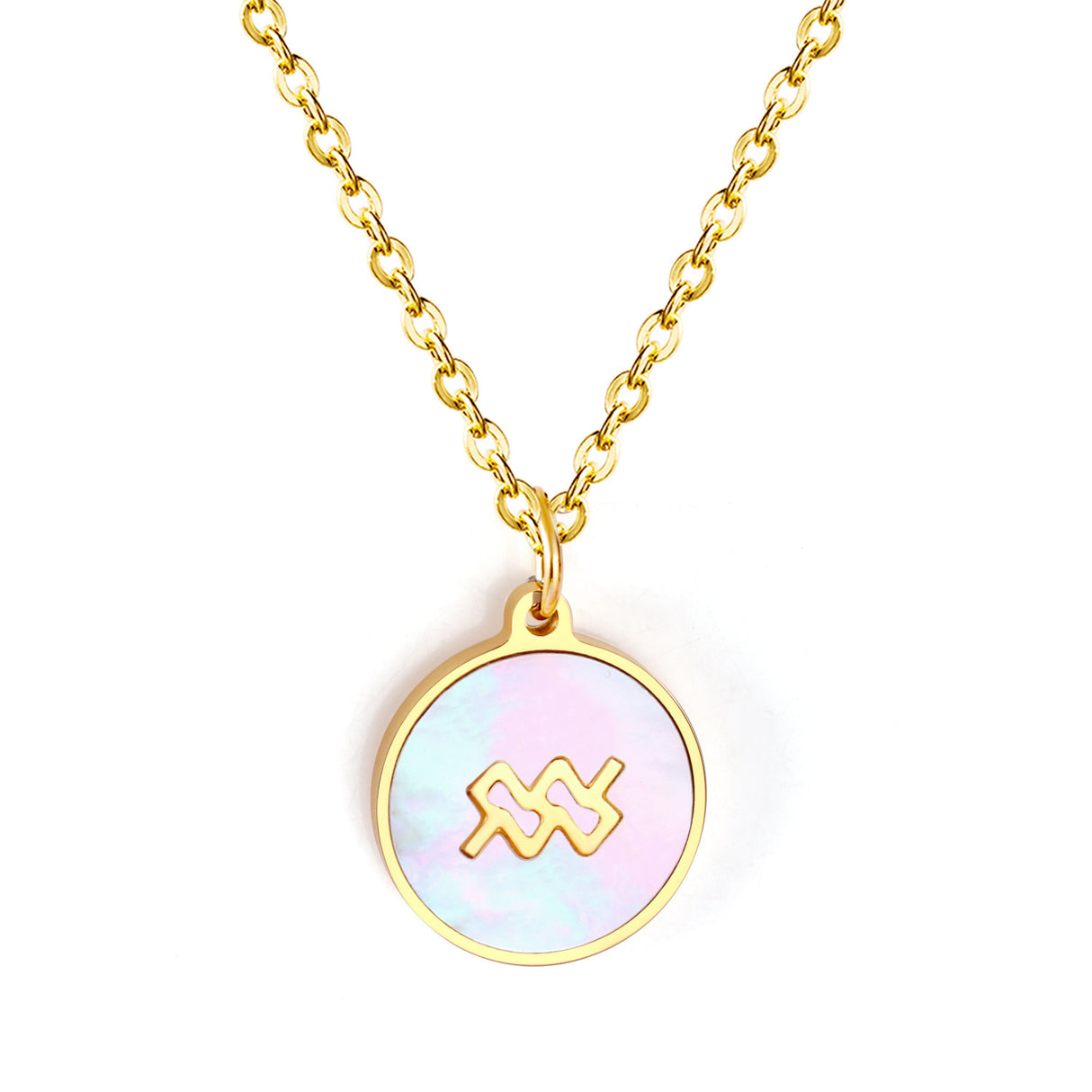 Minimalist White Shell Zodiac Necklace Adjustable Pendant-4