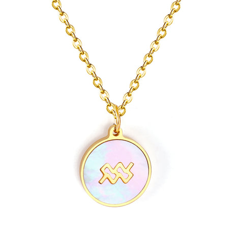 Minimalist White Shell Zodiac Necklace Adjustable Pendant-4