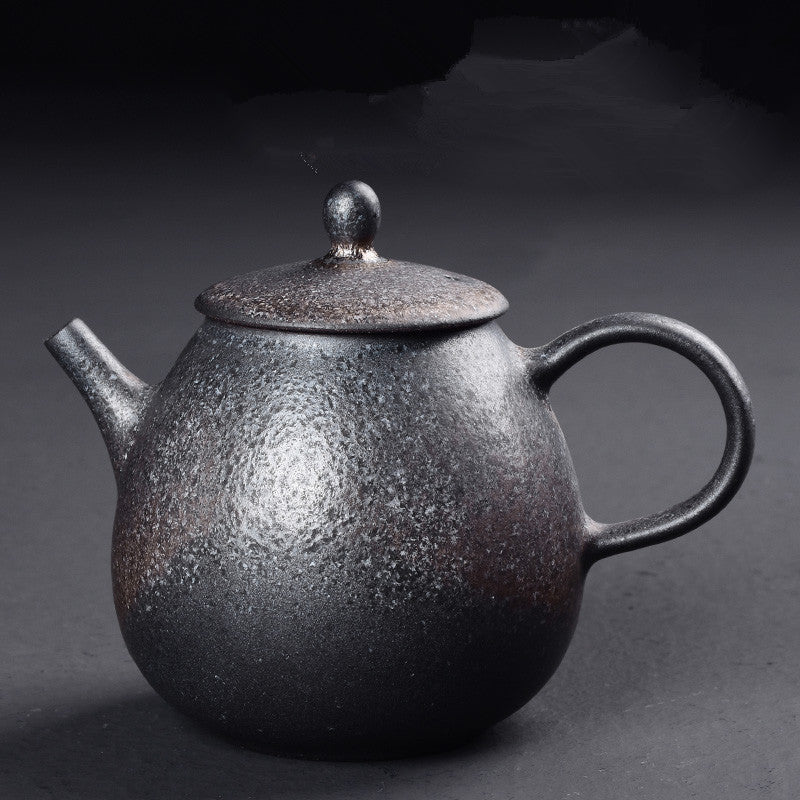 Kung Fu Tea Black Ceramic Teapot Chinese Oolong Tea Pear Shaped Tea Kettle