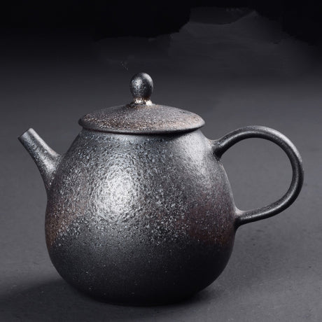 Kung Fu Tea Black Ceramic Teapot Chinese Oolong Tea Pear Shaped Tea Kettle