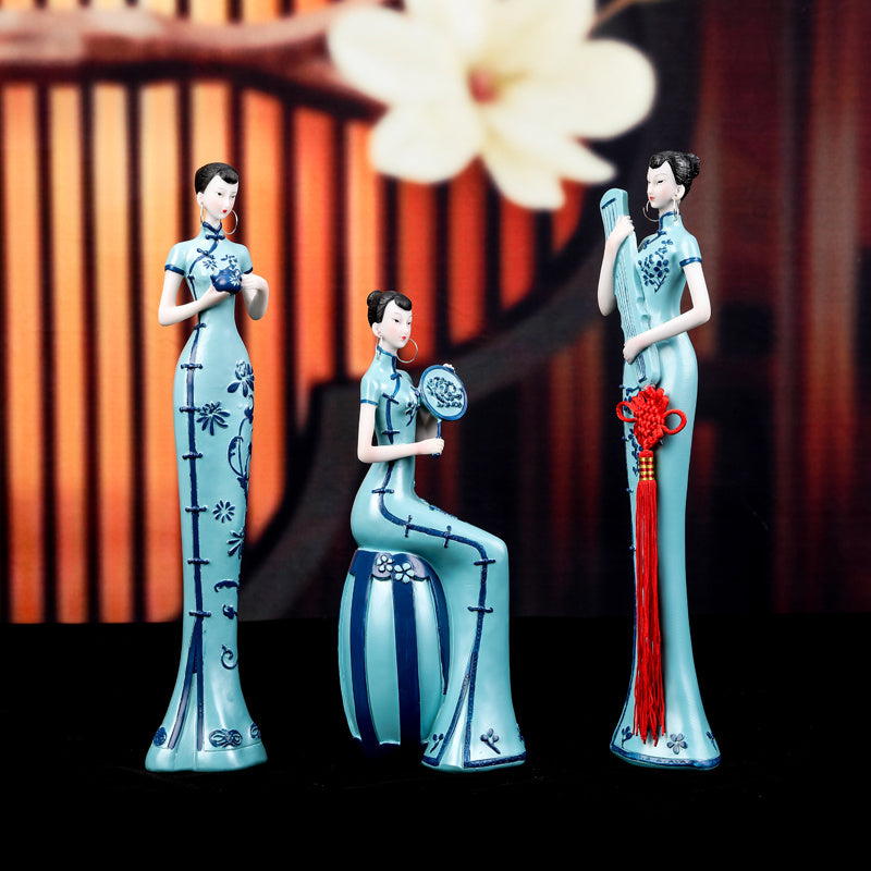 Retro Chinese Cheongsam Ladies Ornament Creative Living Room