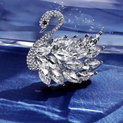 Diamond Swan Brooch