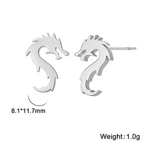 Mini Chinese Dragon Earrings Women's Titanium Steel