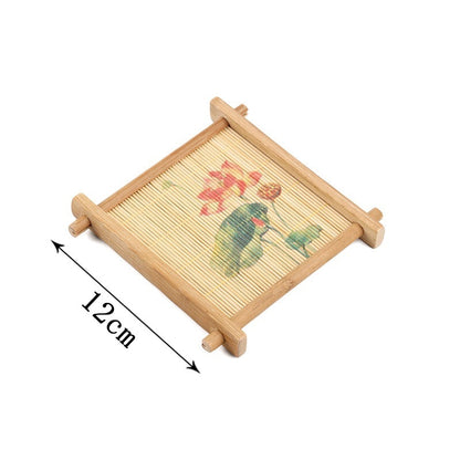 Bamboo Square Well-shaped Coaster Tea Pot Base Pastry Small Tray